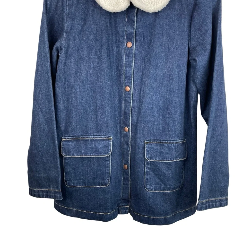 Hanna Andersson | Blue Denim Jersey Lined Faux Fur Collar Jacket New